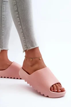 Modne Klapki Na Platformie Różowe Estella