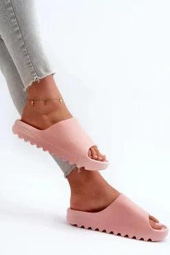 Modne Klapki Na Platformie Różowe Estella