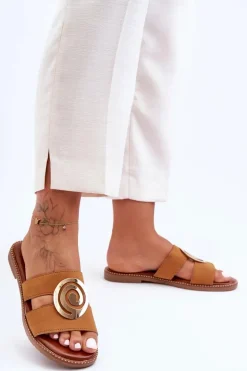 Modne Klapki Z Lustrzaną Ozdobą Camel Deep Breath