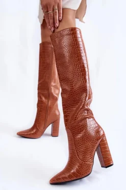 Modne Kozaki Na Słupku Camel Constancy