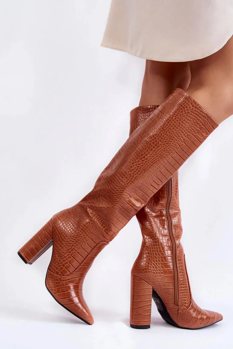 Modne Kozaki Na Słupku Camel Constancy