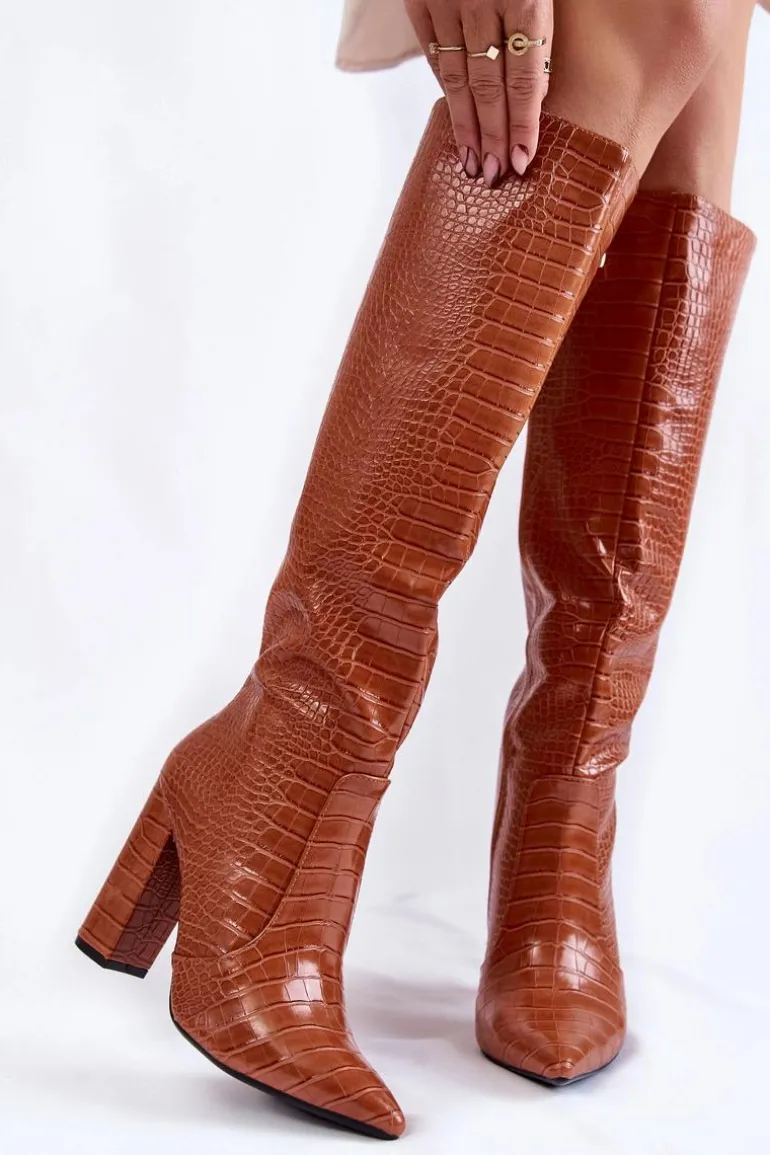 Modne Kozaki Na Słupku Camel Constancy