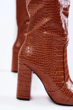 Modne Kozaki Na Słupku Camel Constancy