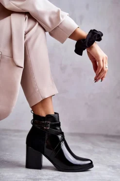 Modne Lakierowane Botki La.Fi 260037B-LA Czarne