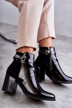 Modne Lakierowane Botki La.Fi 260037B-LA Czarne