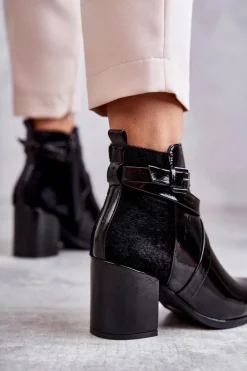 Modne Lakierowane Botki La.Fi 260037B-LA Czarne