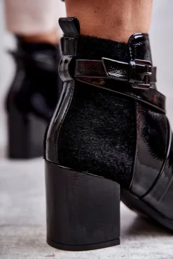 Modne Lakierowane Botki La.Fi 260037B-LA Czarne