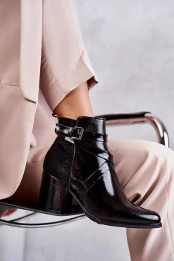 Modne Lakierowane Botki La.Fi 260037B-LA Czarne