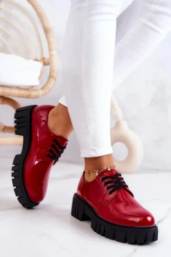Modne Lakierowane Półbuty La.Fi 210013R-LA Czerwone