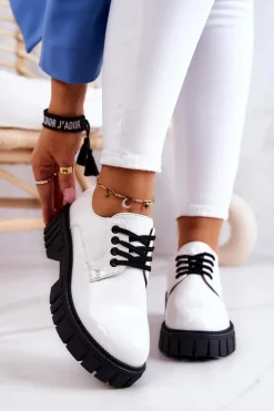 Modne Lakierowane Półbuty La.Fi 210013W-LA Białe