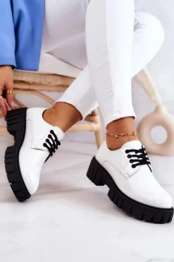 Modne Lakierowane Półbuty La.Fi 210013W-LA Białe