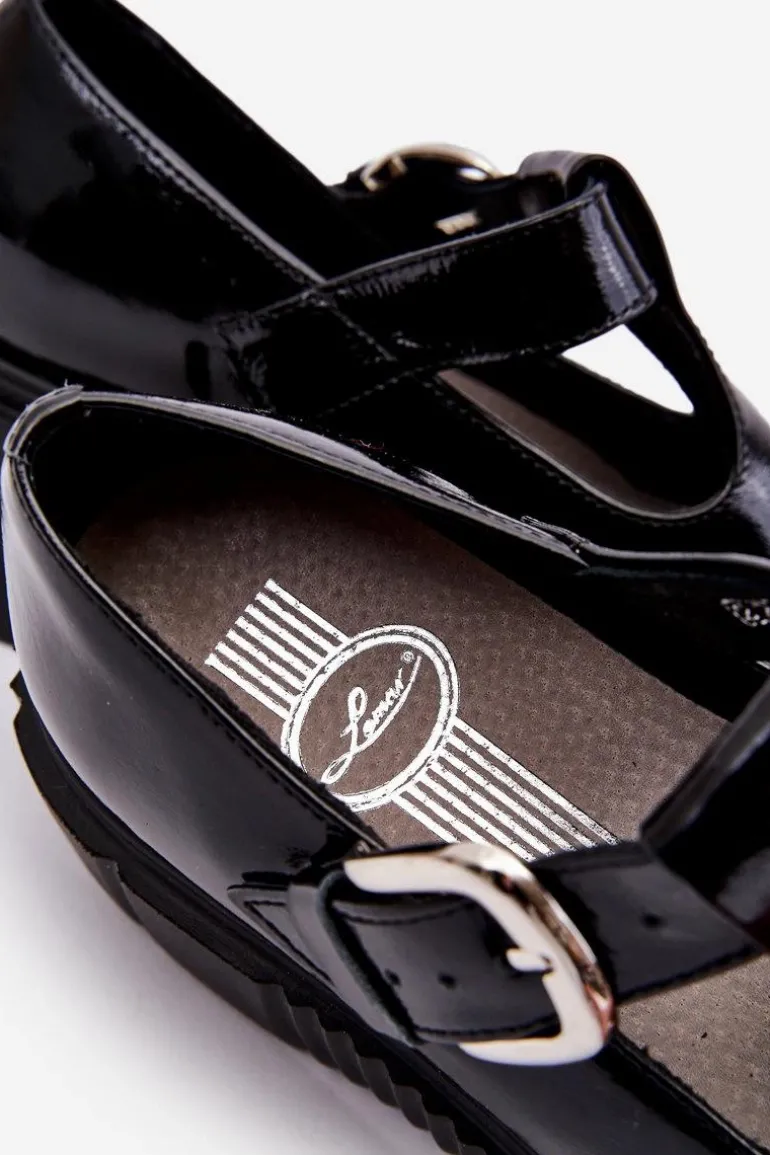 Modne Lakierowane Półbuty Na Masywnej Platformie Czarne Colson