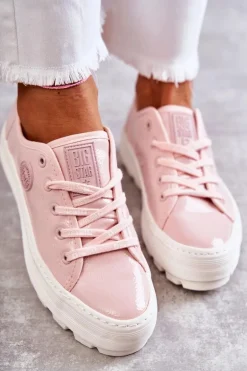 Modne Lakierowane Trampki Big Star KK274047 Różowe