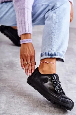 Modne Lakierowane Trampki Big Star KK274044 Czarne