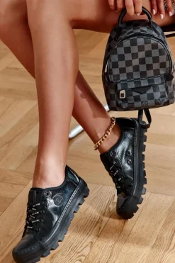 Modne Lakierowane Trampki Big Star KK274044 Czarne