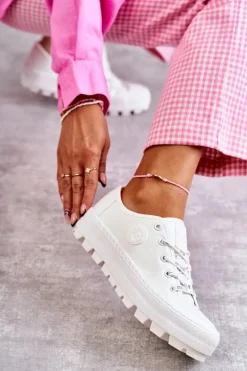 Modne Lakierowane Trampki Big Star KK274045 Białe