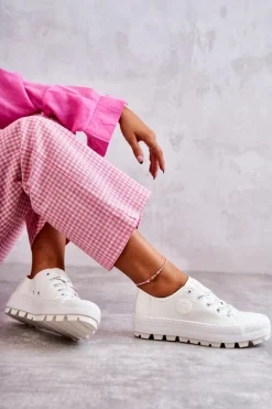 Modne Lakierowane Trampki Big Star KK274045 Białe