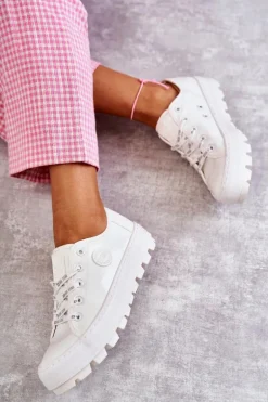 Modne Lakierowane Trampki Big Star KK274045 Białe