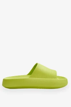 Modne Lekkie Klapki Na Masywnej Podeszwie Limonkowe Rebel