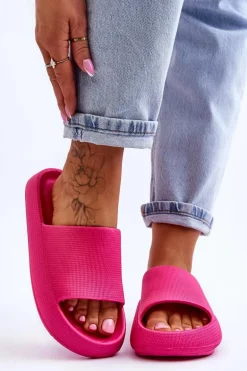 Modne Lekkie Klapki Na Masywnej Podeszwie Fuksja Rebel