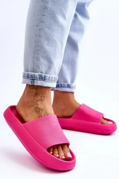 Modne Lekkie Klapki Na Masywnej Podeszwie Fuksja Rebel