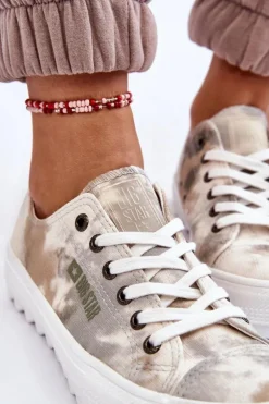 Modne Niskie Trampki Big Star LL274043 Biało-Szare