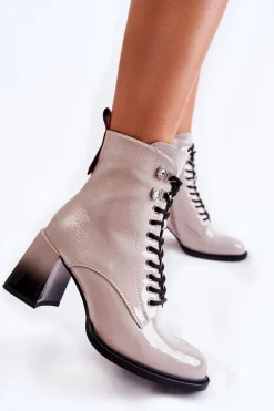 Modne Ocieplane Botki Na Obcasie Szare Alisse