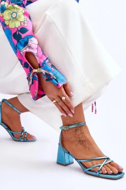 Modne Sandałki Na Obcasie Niebieskie Felisa