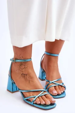 Modne Sandałki Na Obcasie Niebieskie Felisa