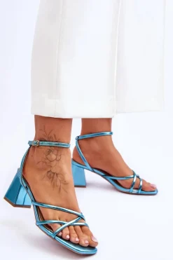 Modne Sandałki Na Obcasie Niebieskie Felisa