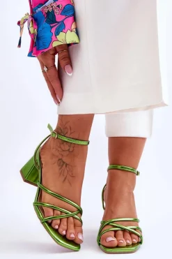 Modne Sandałki Na Obcasie Zielone Felisa