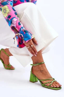 Modne Sandałki Na Obcasie Zielone Felisa