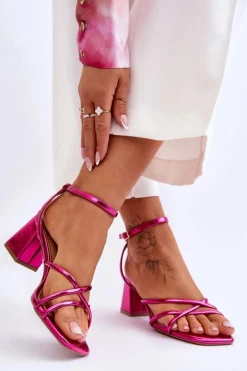 Modne Sandałki Na Obcasie Fuksja Felisa