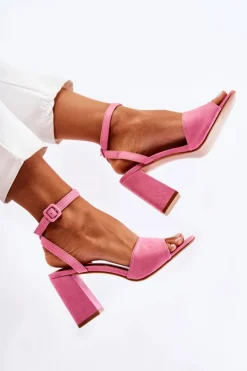 Modne Sandałki Na Słupku Fuksja Salis