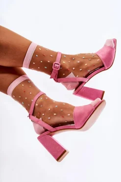 Modne Sandałki Na Słupku Fuksja Salis