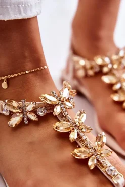 Modne Sandały Japonki Z Motylami Jasnobeżowe Jennissa