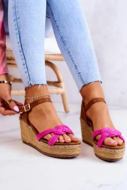Modne Sandały Na Koturnie Fuksja Roseville