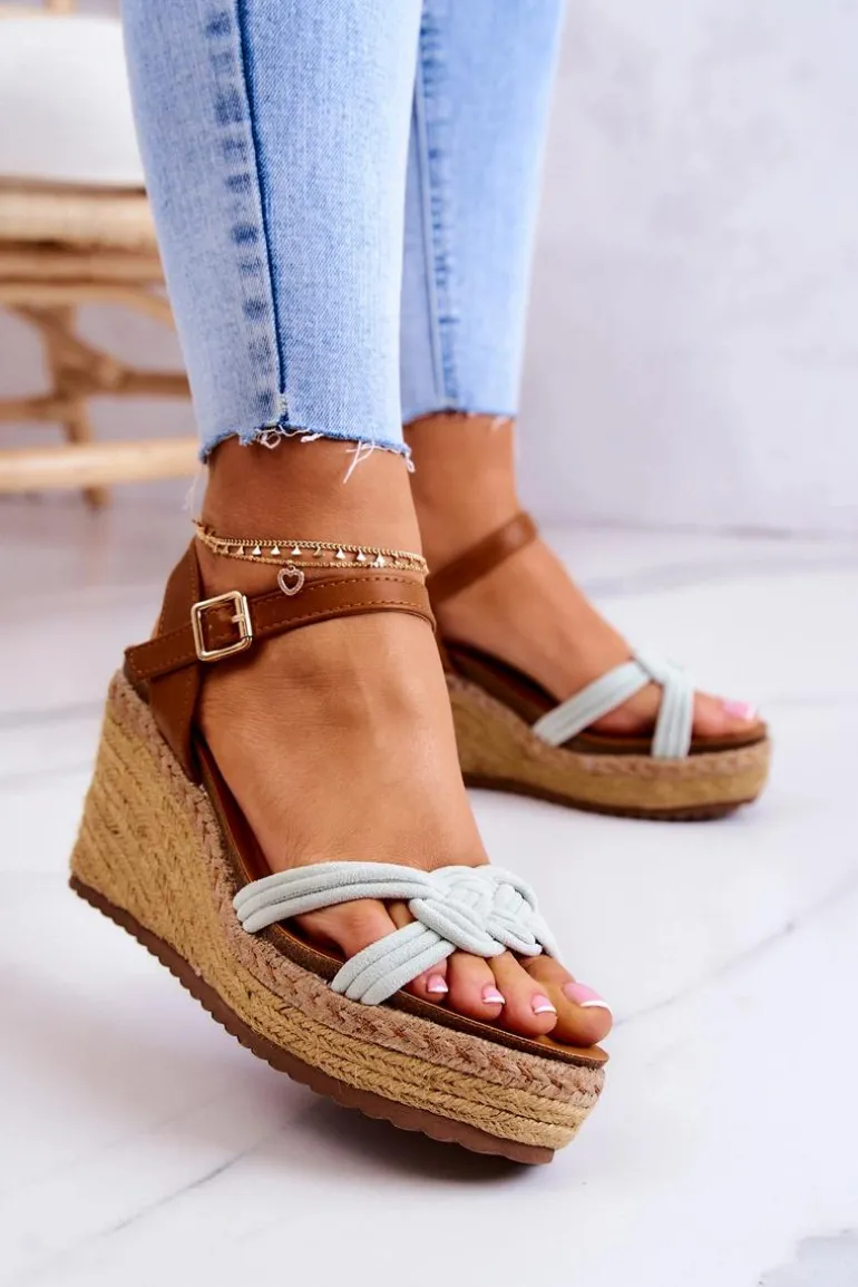 Modne Sandały Na Koturnie Jasnozielone Roseville