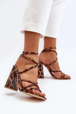 Modne Sandały Na Obcasie Brązowe Josette