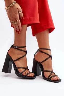Modne Sandały Na Obcasie Czarne Josette