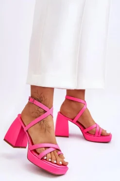 Modne Sandały Na Obcasie I Platformie Różowe Secret Rose