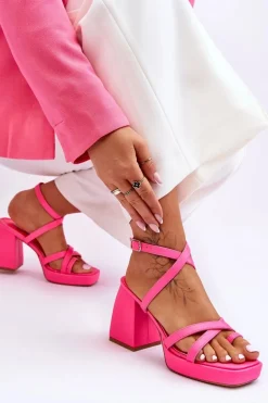 Modne Sandały Na Obcasie I Platformie Różowe Secret Rose