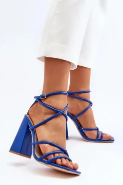 Modne Sandały Na Obcasie Niebieskie Josette