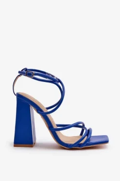 Modne Sandały Na Obcasie Niebieskie Josette