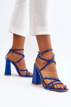 Modne Sandały Na Obcasie Niebieskie Josette