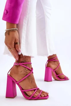 Modne Sandały Na Obcasie Różowe Josette