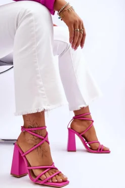 Modne Sandały Na Obcasie Różowe Josette