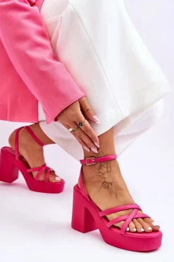 Modne Sandały Na Obcasie Z Paseczkami Fuksja Shemira