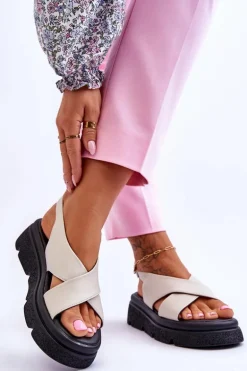 Modne Sandały Na Platformie Beżowe Chester