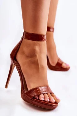 Modne Sandały Na Wysokiej Szpilce Brązowe Astoria